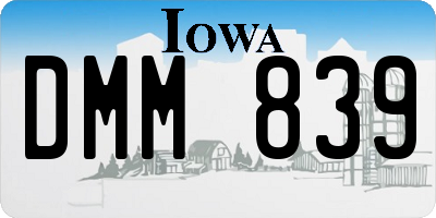 IA license plate DMM839
