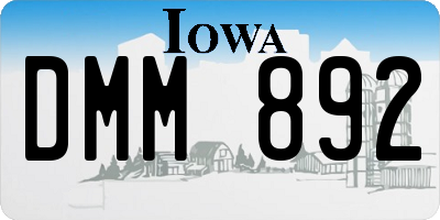 IA license plate DMM892