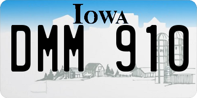 IA license plate DMM910