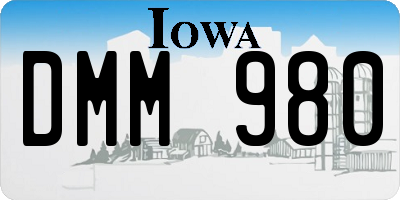 IA license plate DMM980