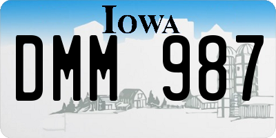 IA license plate DMM987