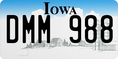 IA license plate DMM988