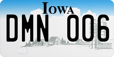 IA license plate DMN006