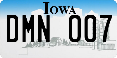 IA license plate DMN007