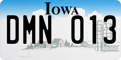 IA license plate DMN013