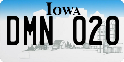 IA license plate DMN020