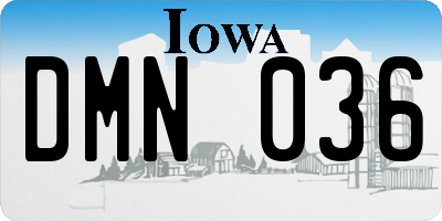 IA license plate DMN036
