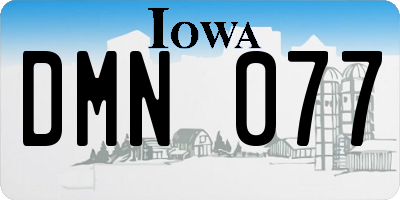 IA license plate DMN077
