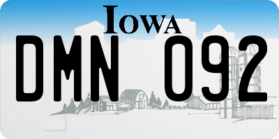 IA license plate DMN092