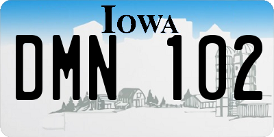 IA license plate DMN102
