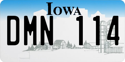 IA license plate DMN114