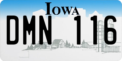 IA license plate DMN116