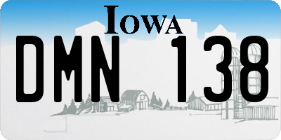 IA license plate DMN138