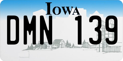 IA license plate DMN139