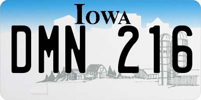 IA license plate DMN216