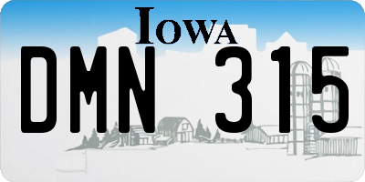 IA license plate DMN315