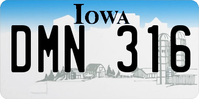 IA license plate DMN316