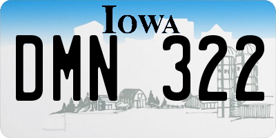 IA license plate DMN322