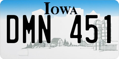 IA license plate DMN451