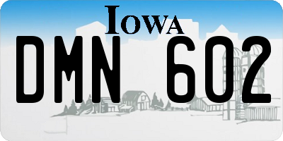 IA license plate DMN602