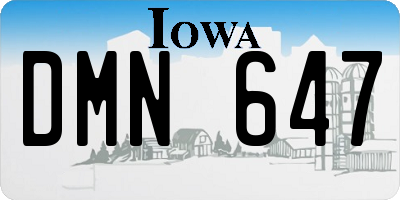 IA license plate DMN647