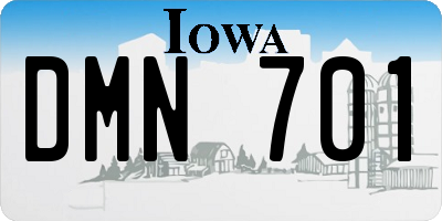 IA license plate DMN701