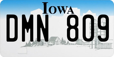 IA license plate DMN809