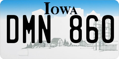 IA license plate DMN860