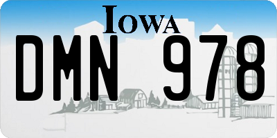 IA license plate DMN978