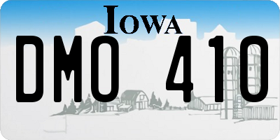 IA license plate DMO410