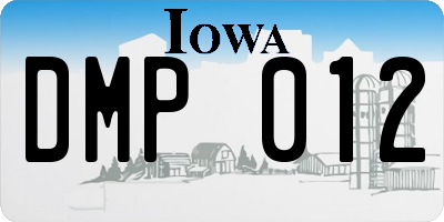 IA license plate DMP012