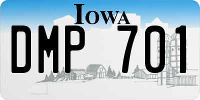 IA license plate DMP701
