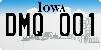 IA license plate DMQ001
