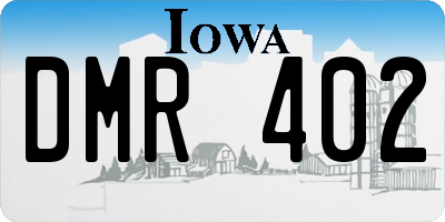 IA license plate DMR402