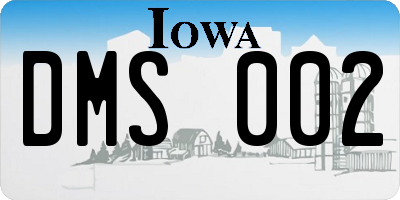 IA license plate DMS002