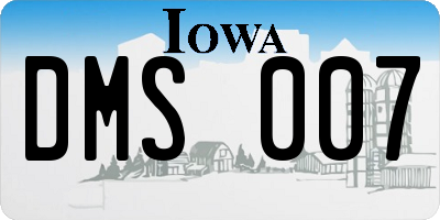IA license plate DMS007