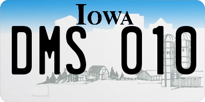 IA license plate DMS010