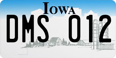 IA license plate DMS012