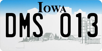 IA license plate DMS013