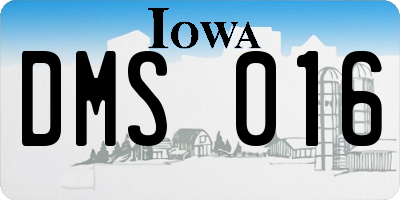IA license plate DMS016