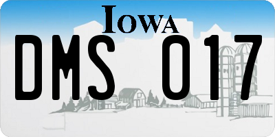IA license plate DMS017