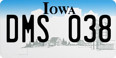 IA license plate DMS038