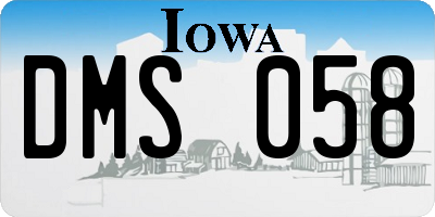 IA license plate DMS058