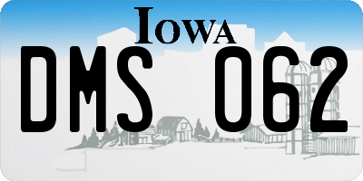 IA license plate DMS062