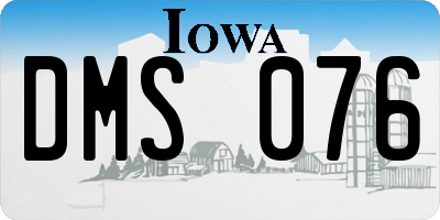 IA license plate DMS076
