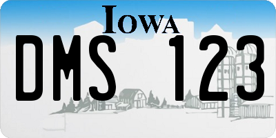 IA license plate DMS123
