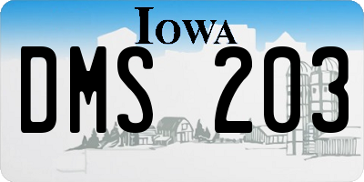 IA license plate DMS203