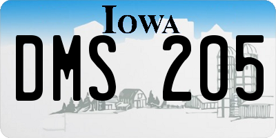 IA license plate DMS205