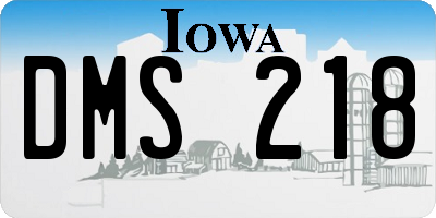 IA license plate DMS218