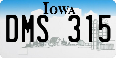 IA license plate DMS315